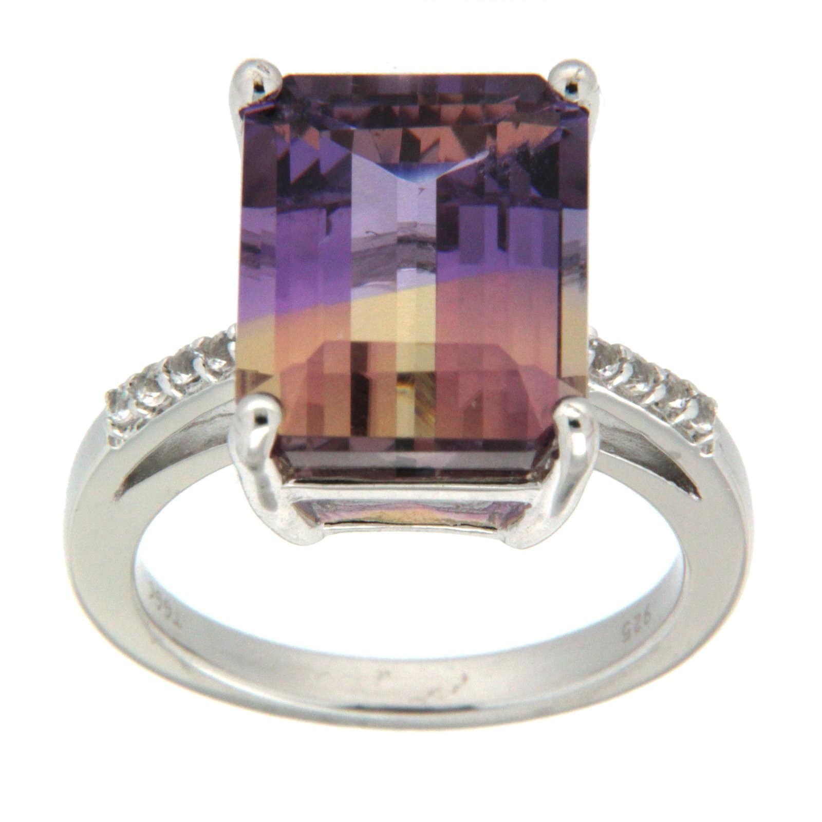 GGL Sterling Silver Bi-color Amethyst Ring