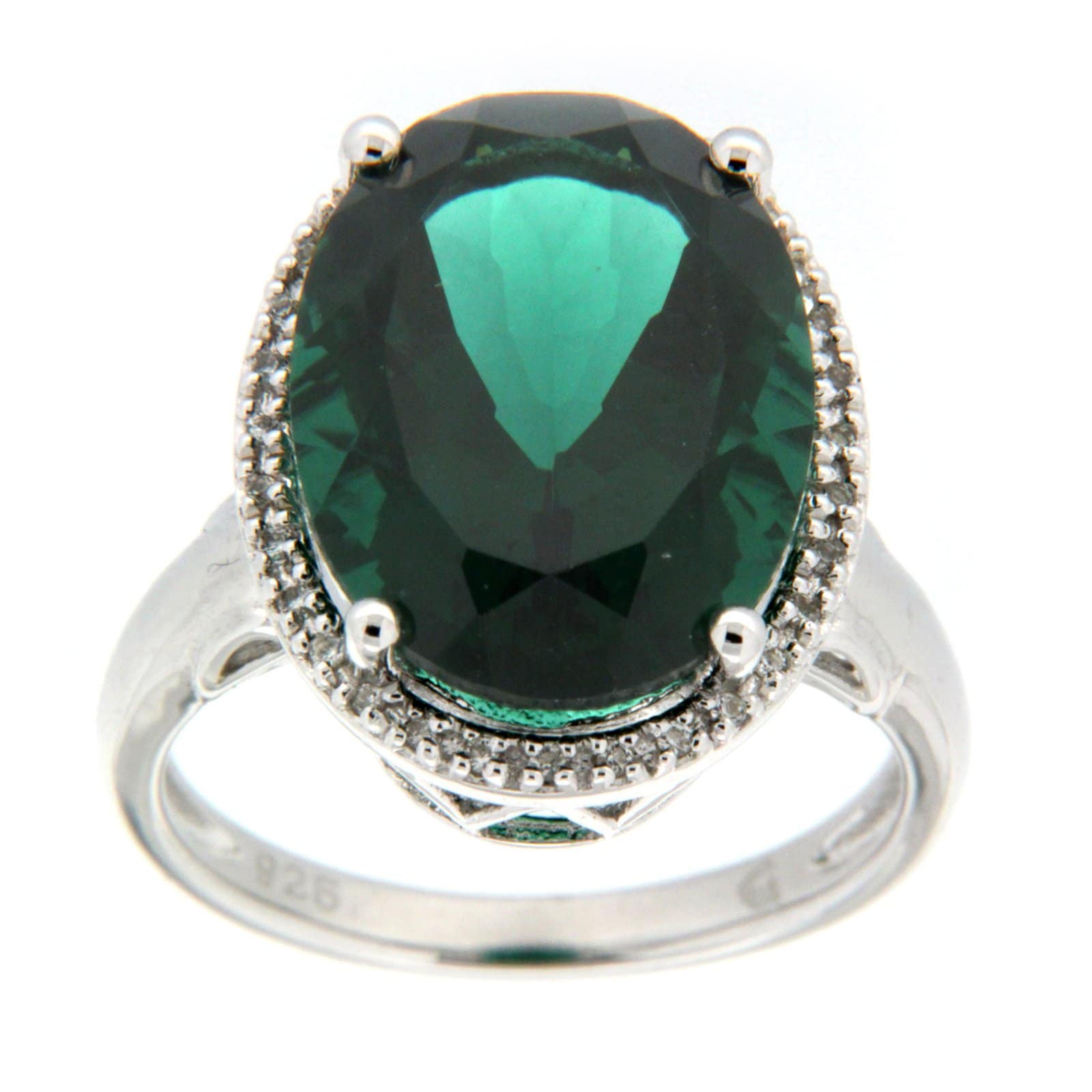 GGL Sterling Silver Green Hydrothermal Quartz Ring