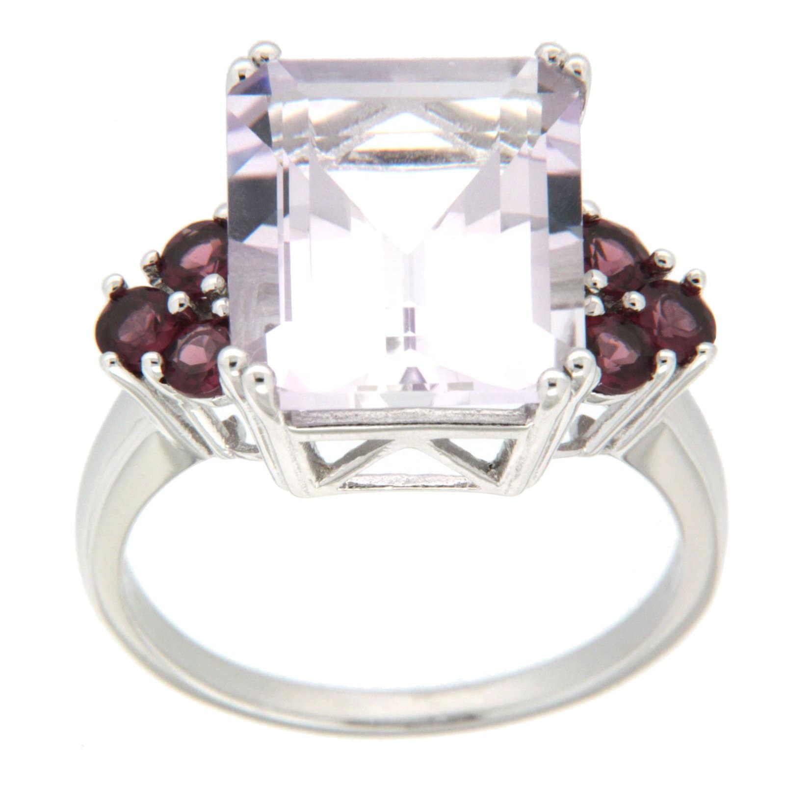 GGL Sterling Silver Rose de France Amethyst Ring