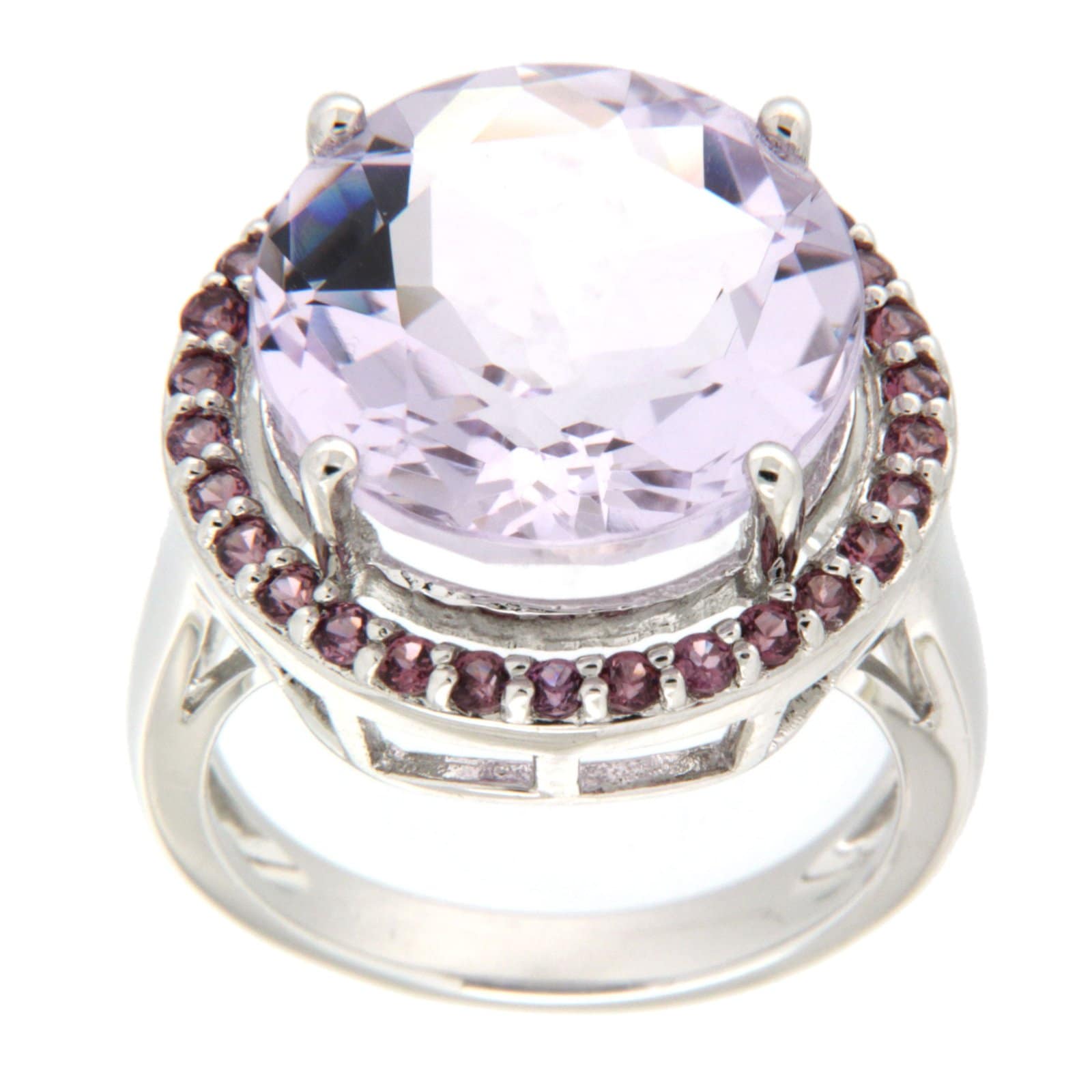 GGL Sterling Silver Rose de France Amethyst Ring