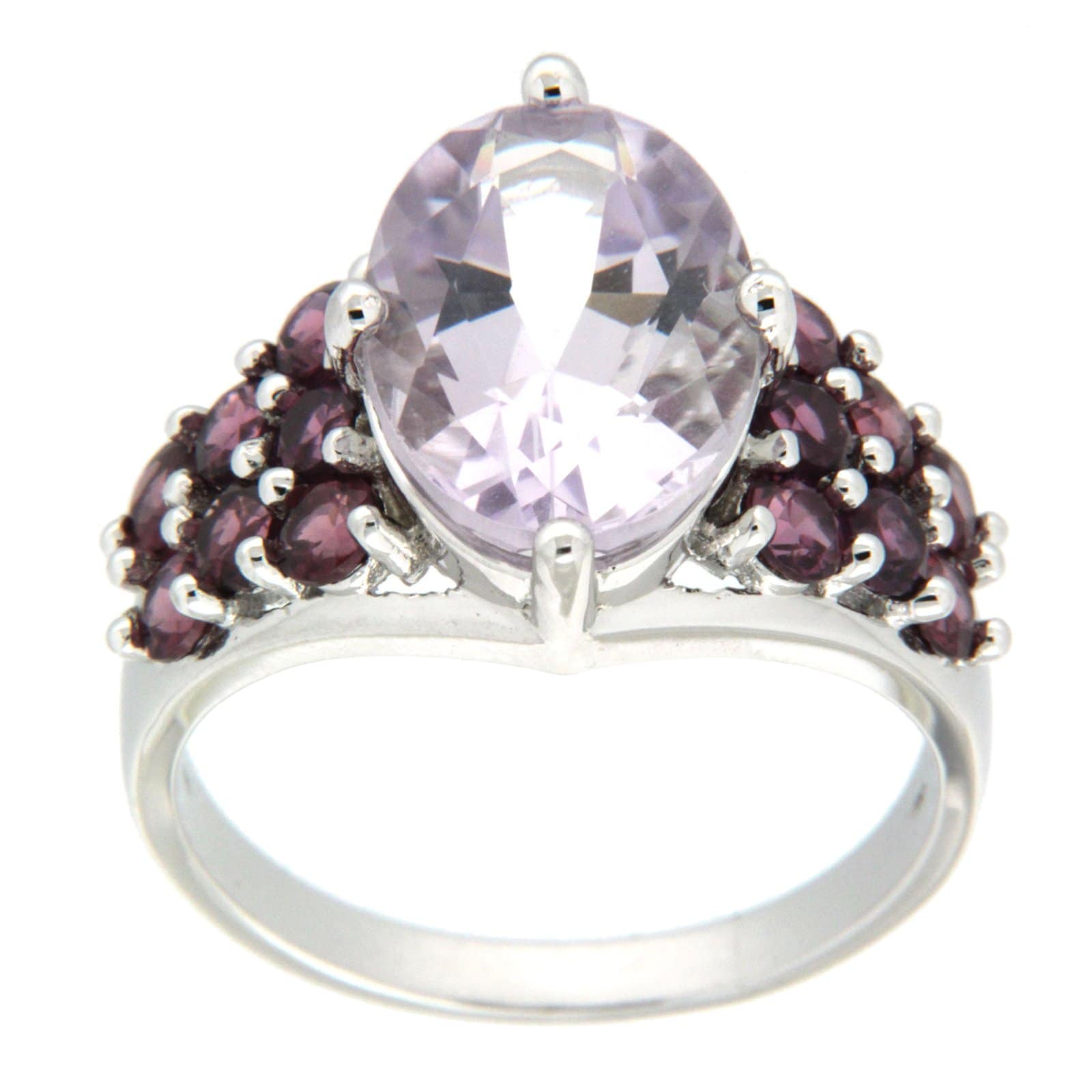 GGL Sterling Silver Rose de France Amethyst Ring