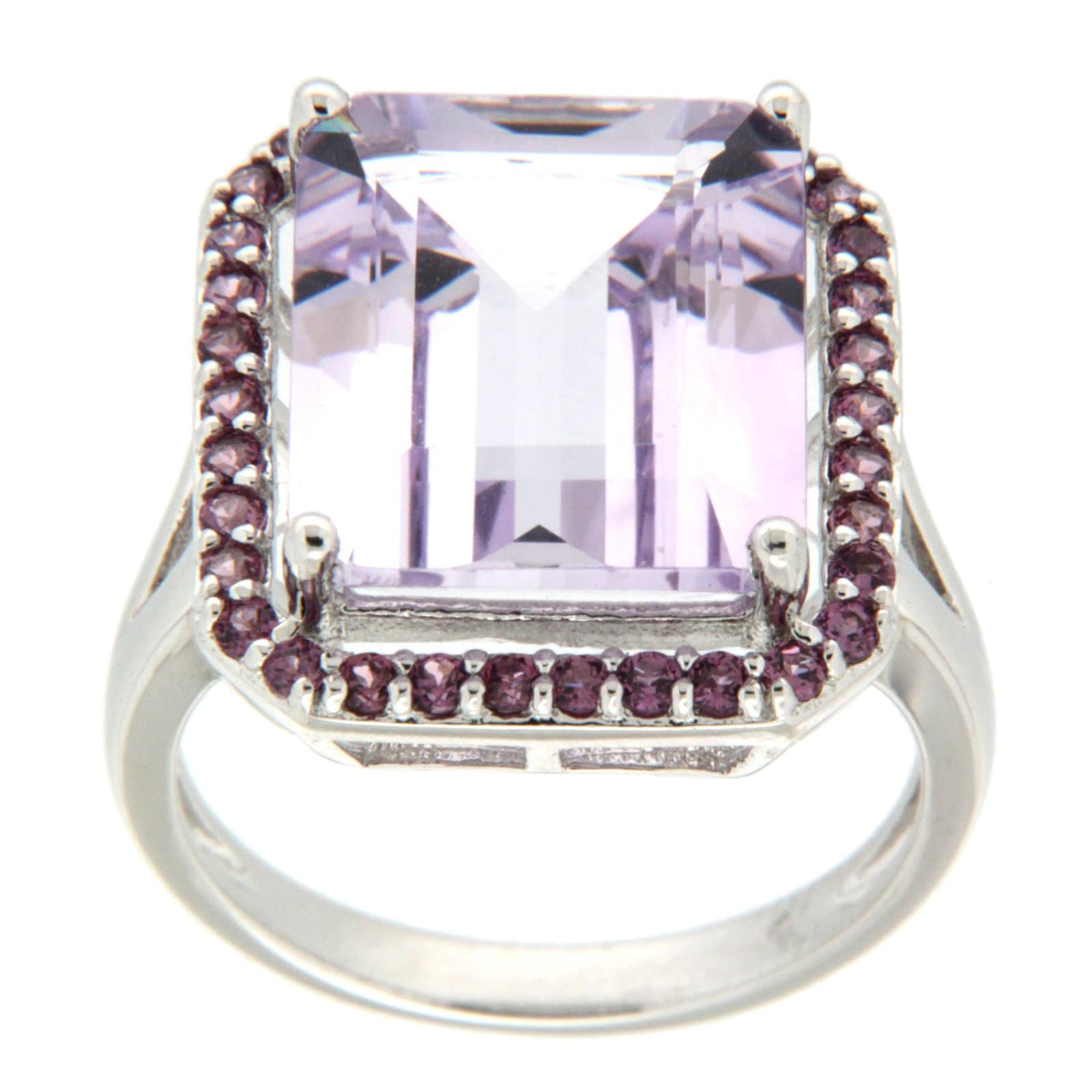 GGL Sterling Silver Rose de France Amethyst Ring