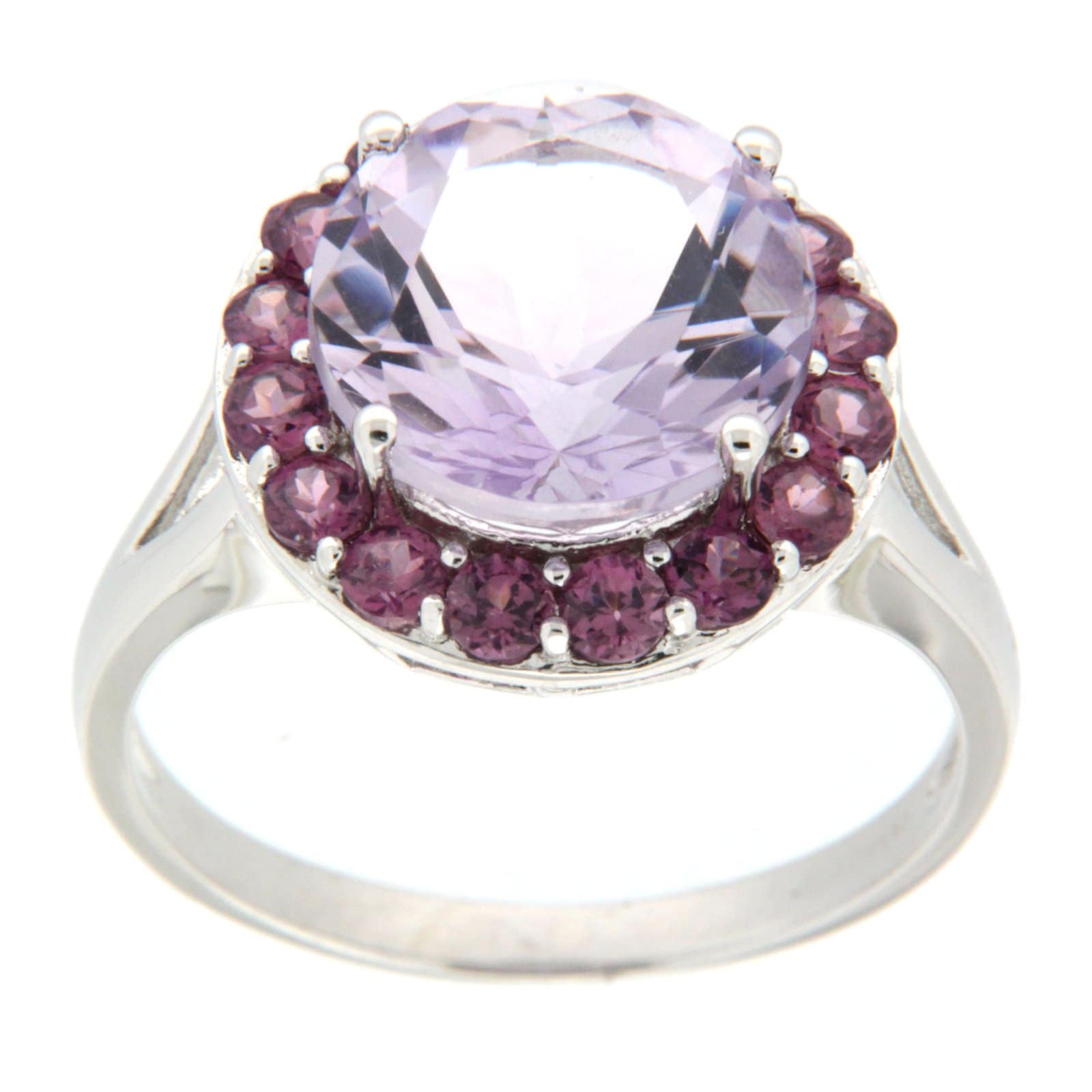 GGL Sterling Silver Rose de France Amethyst Ring