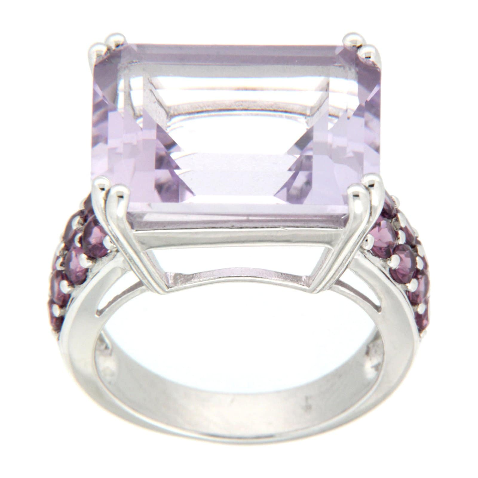 GGL Sterling Silver Rose de France Amethyst Ring