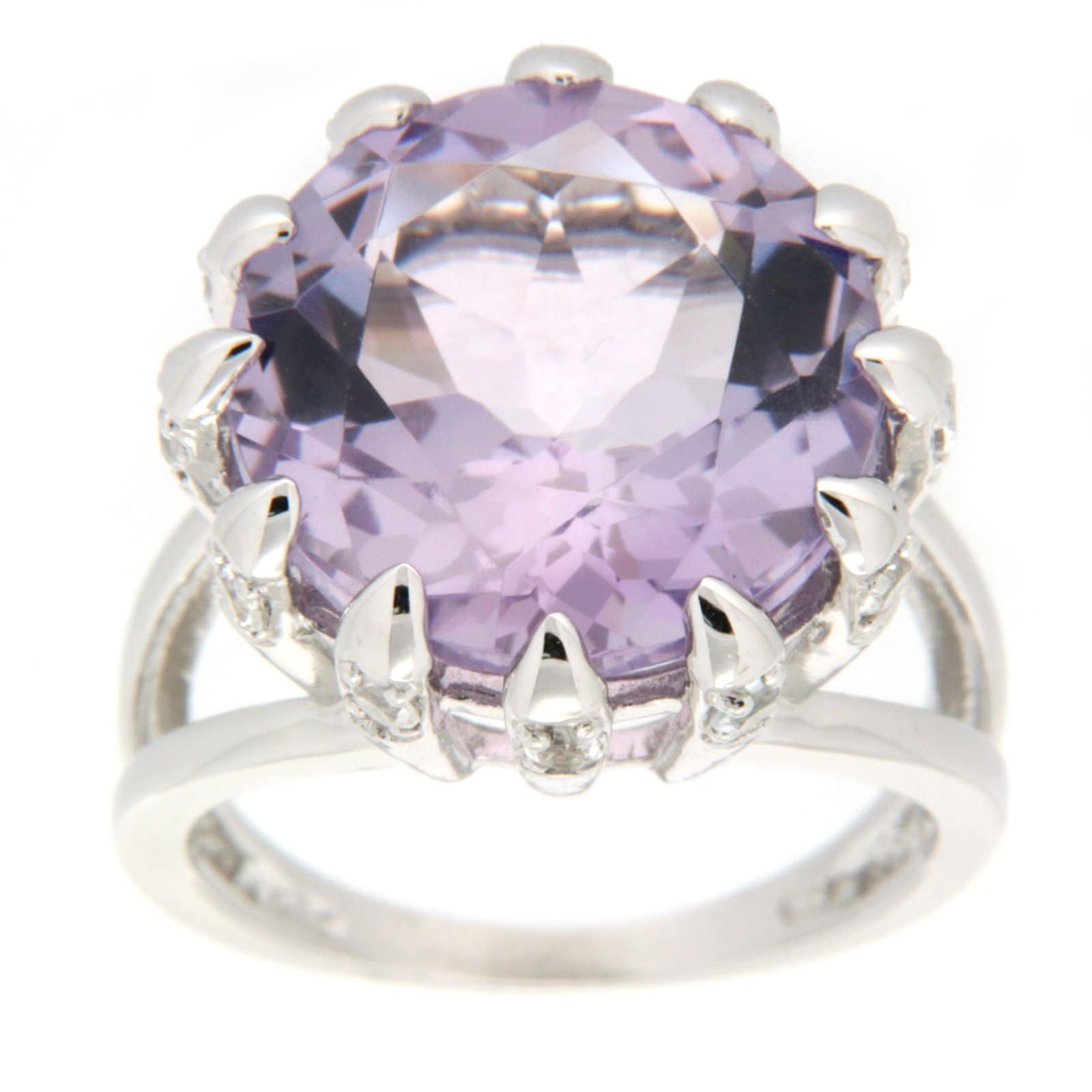 GGL Sterling Silver Rose de France Amethyst Ring