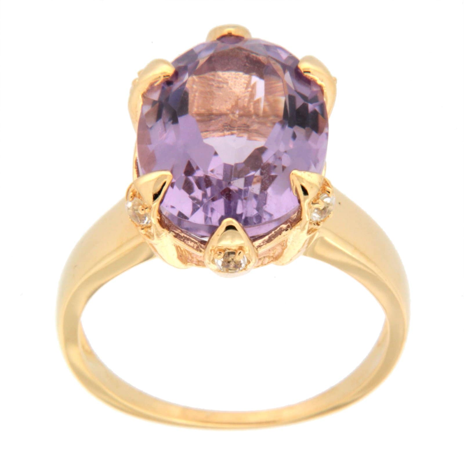 GGL Sterling Silver Rose de France Amethyst Ring
