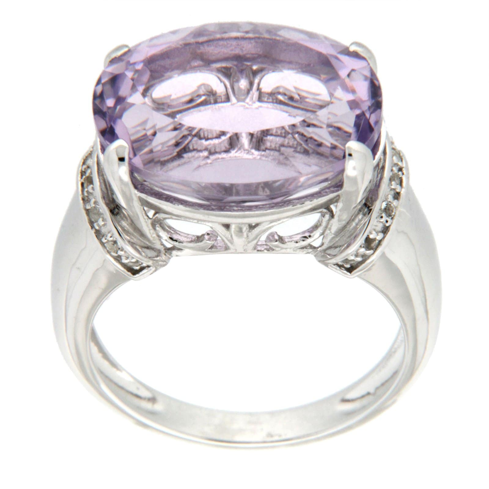GGL Sterling Silver Rose de France Amethyst Ring