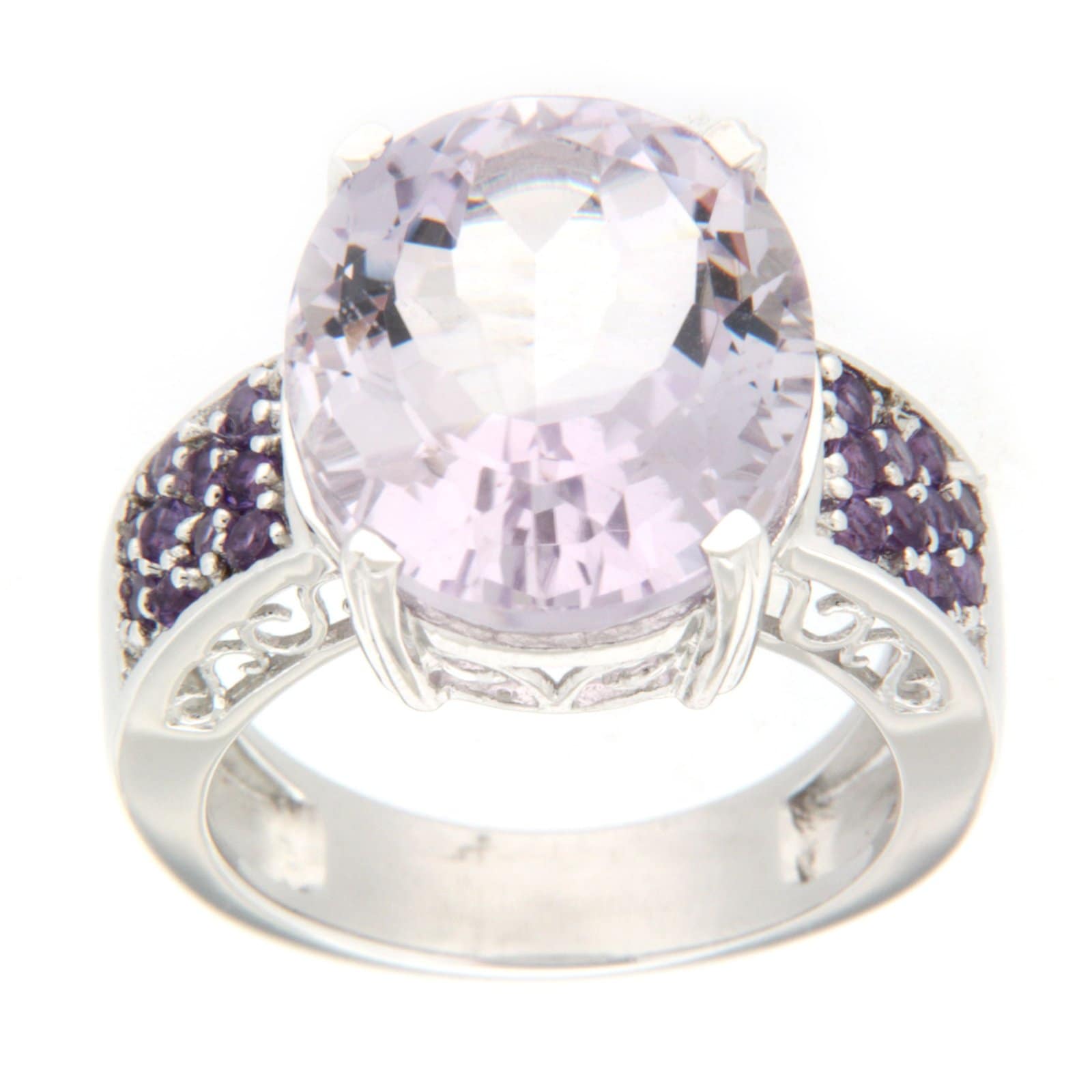GGL Sterling Silver Rose de France Amethyst Ring