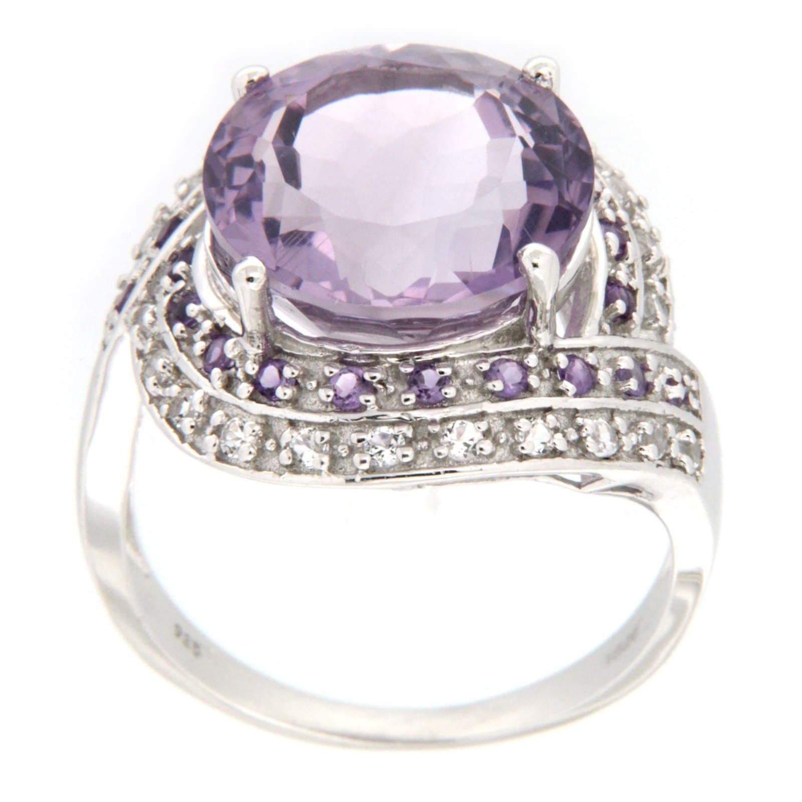 GGL Sterling Silver Rose de France Amethyst Ring