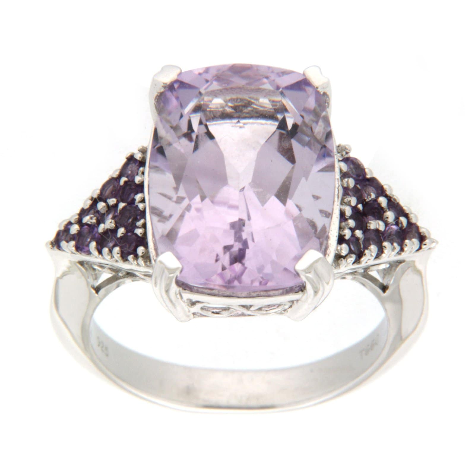 GGL Sterling Silver Rose de France Amethyst Ring