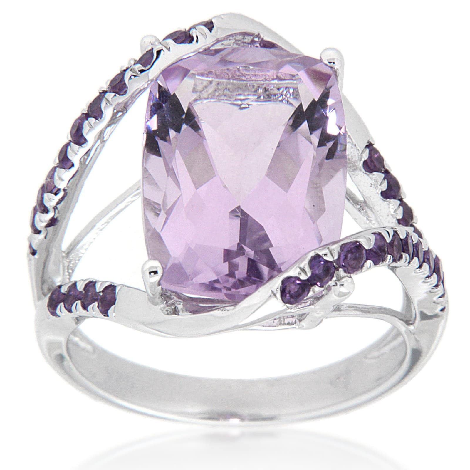 GGL Sterling Silver Rose de France Amethyst Ring