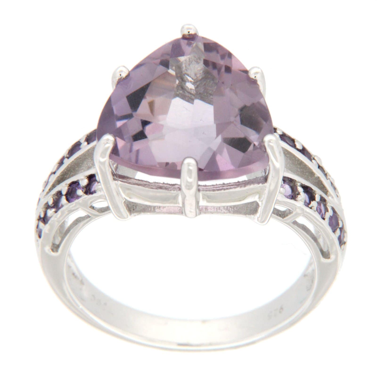 GGL Sterling Silver Rose de France Amethyst Ring