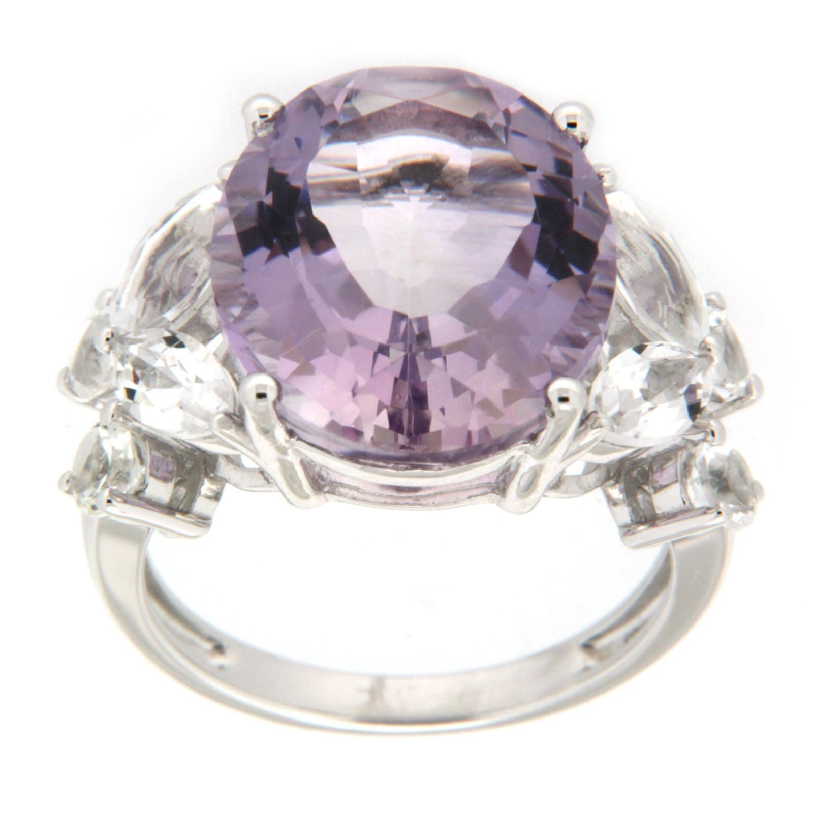 GGL Sterling Silver Rose De France Amethyst Ring