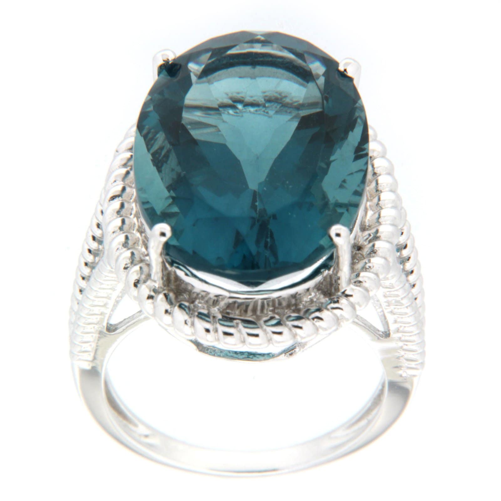 GGL Sterling Silver Teal Green Fluorite Ring