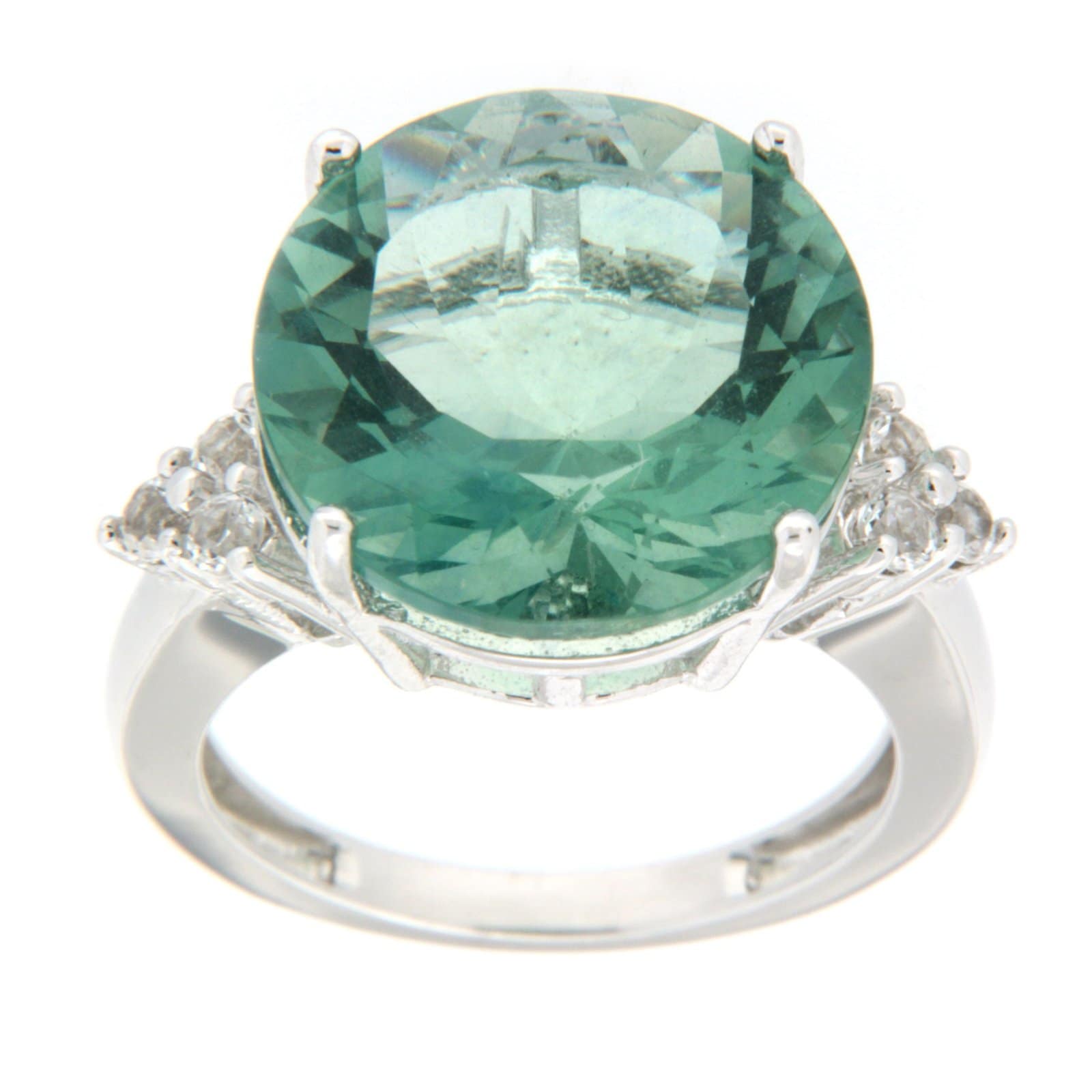 GGL Sterling Silver Teal Green Fluorite Ring