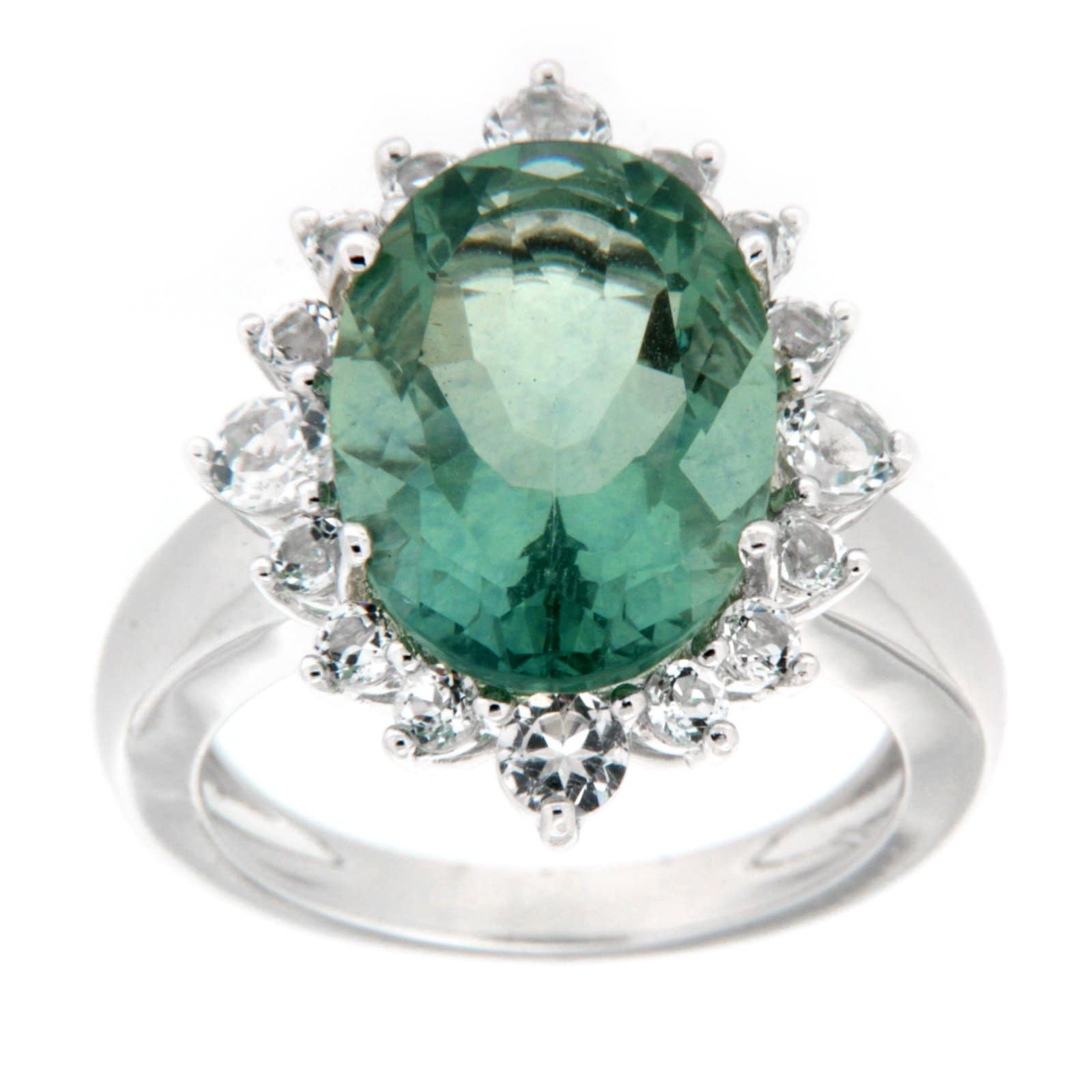 GGL Sterling Silver Teal Green Fluorite Ring
