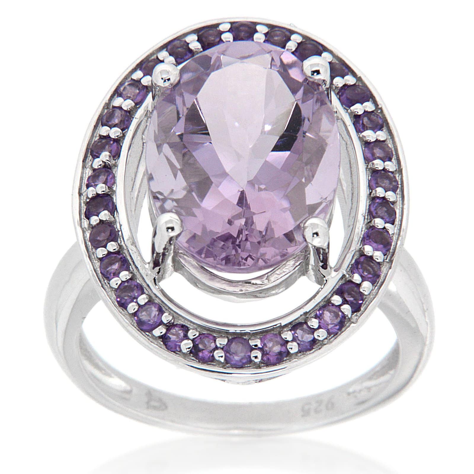 GGL Sterling Silver Rose De France Amethyst Ring