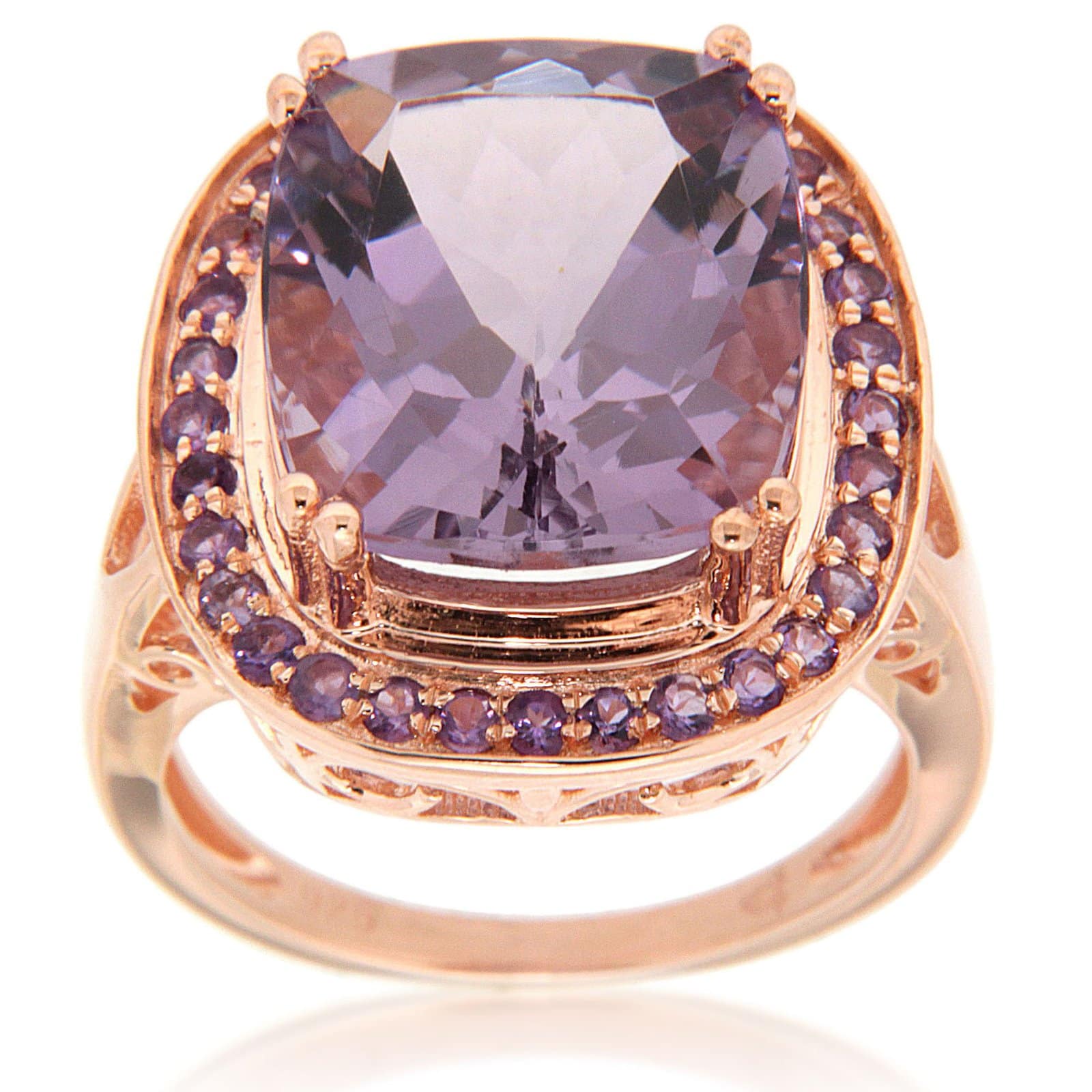 GGL Sterling Silver Rose de France Amethyst Ring