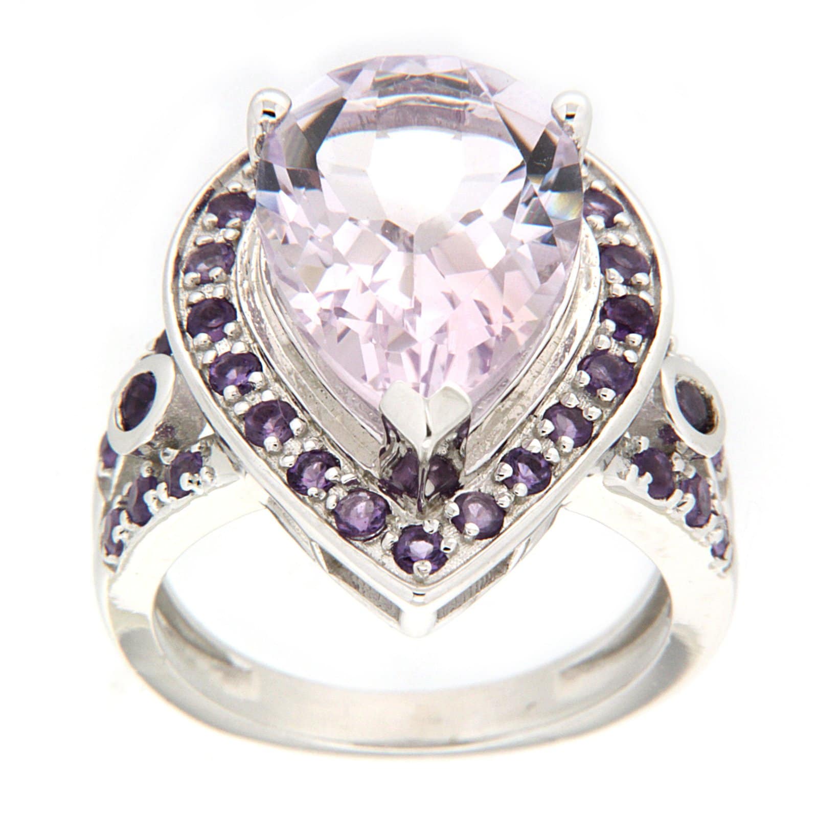 GGL Sterling Silver Rose De France Amethyst Ring