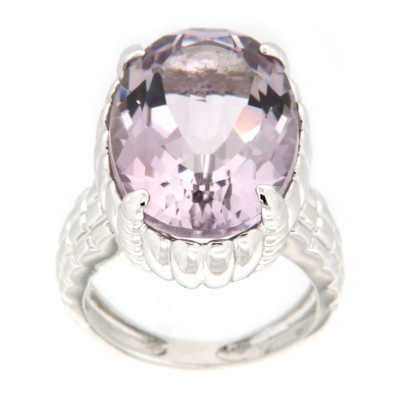 GGL Sterling Silver Rose De France Amethyst Ring
