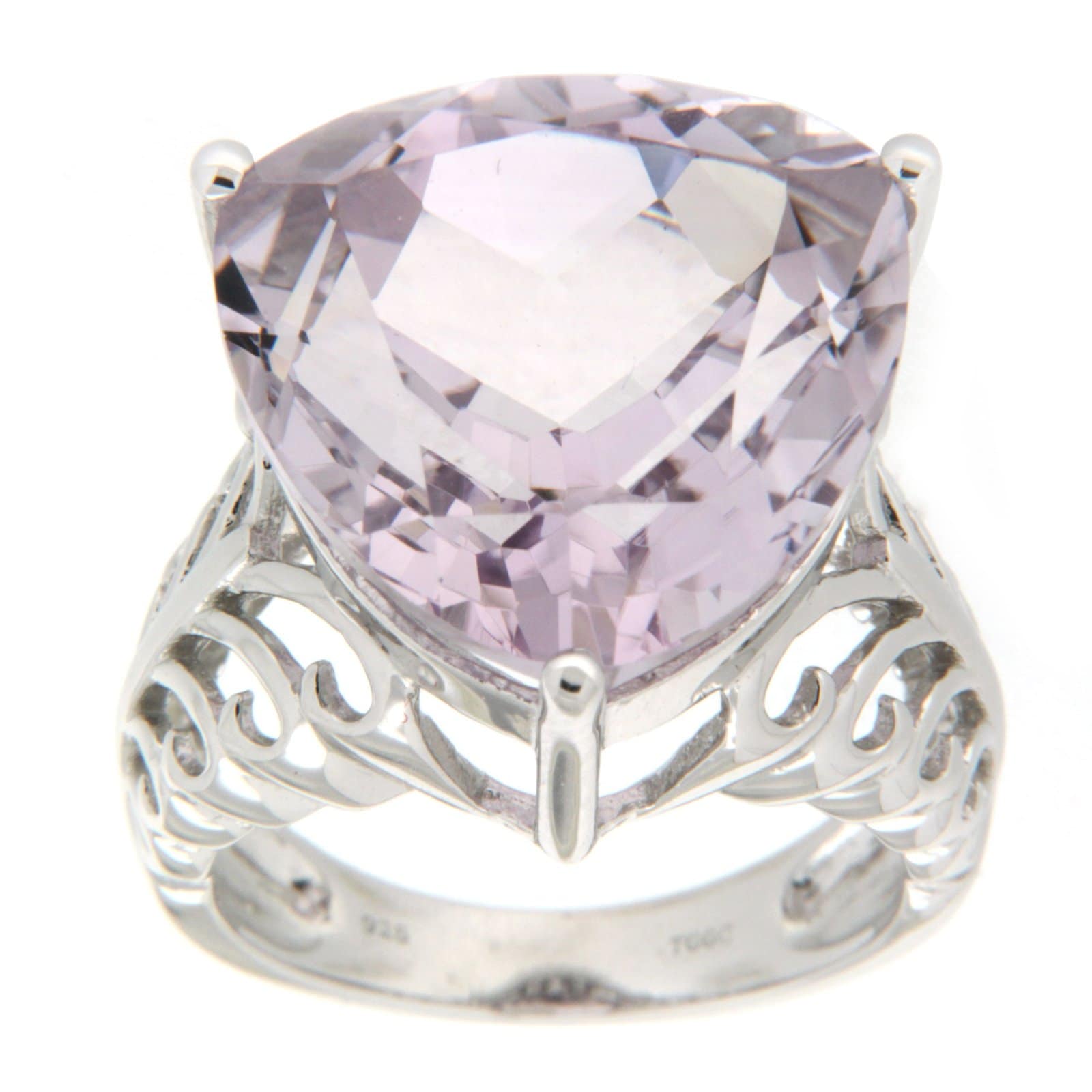 GGL Sterling Silver Rose de France Amethyst Ring