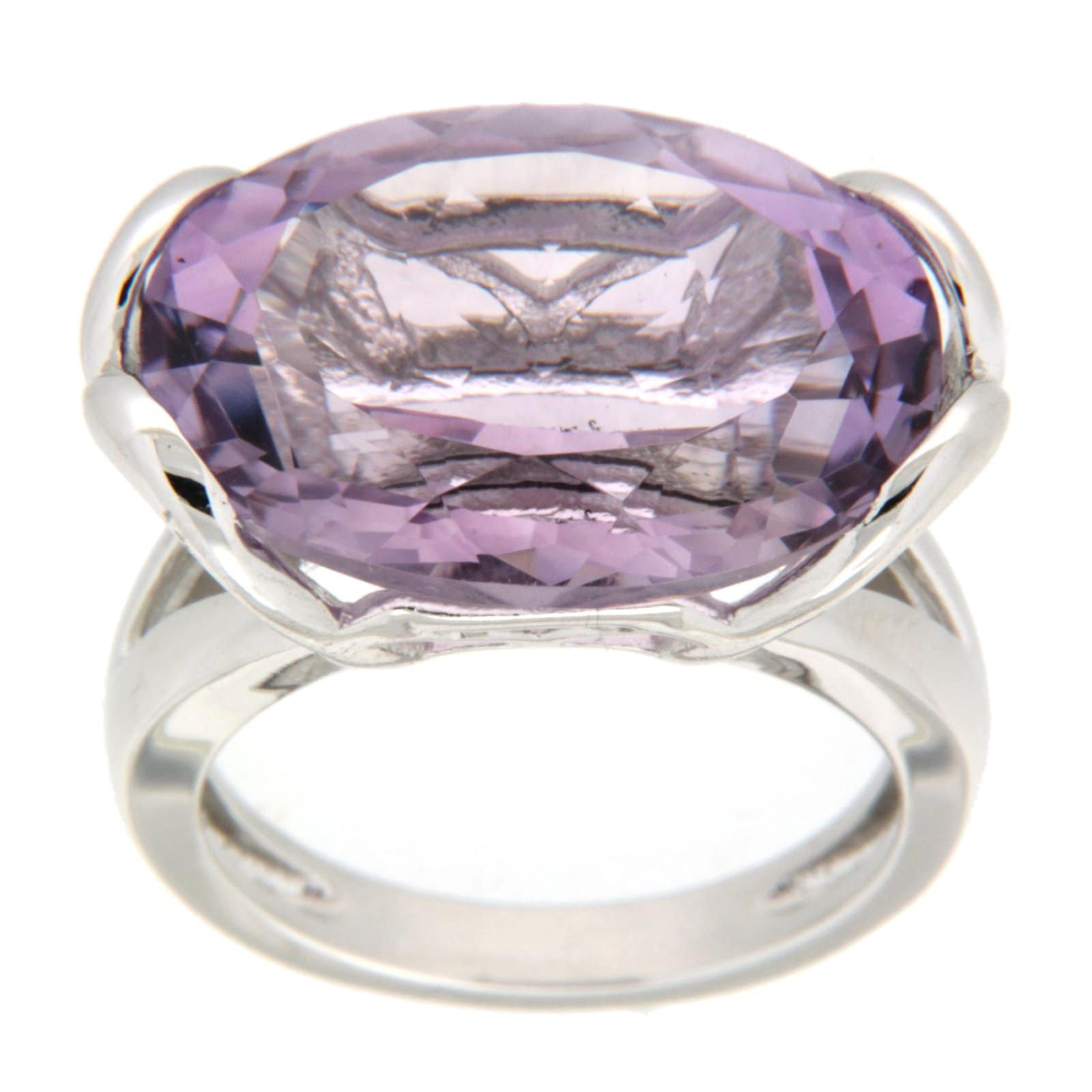 GGL Sterling Silver Rose De France Amethyst Ring