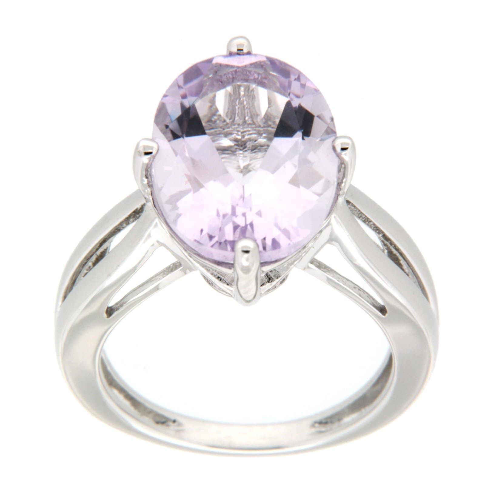 GGL Sterling Silver Rose De France Amethyst Ring