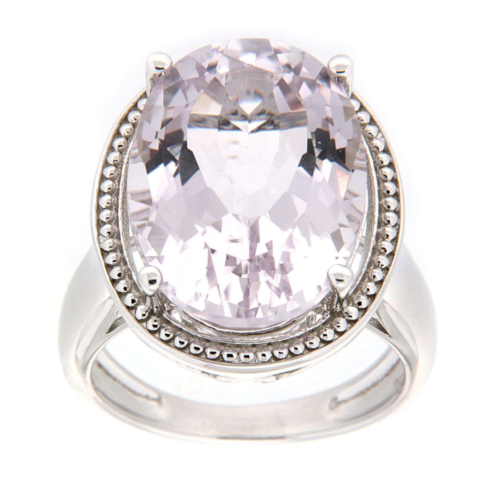 GGL Sterling Silver Rose De France Amethyst Ring