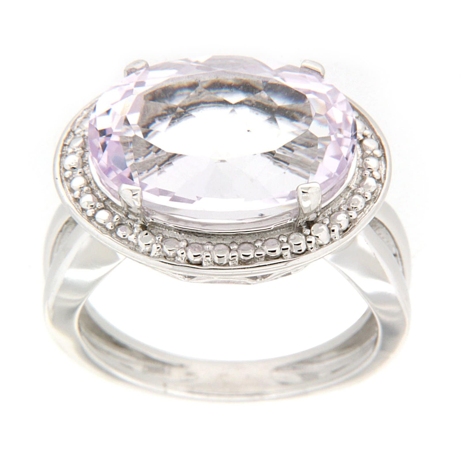 GGL Sterling Silver Rose de France Amethyst Ring