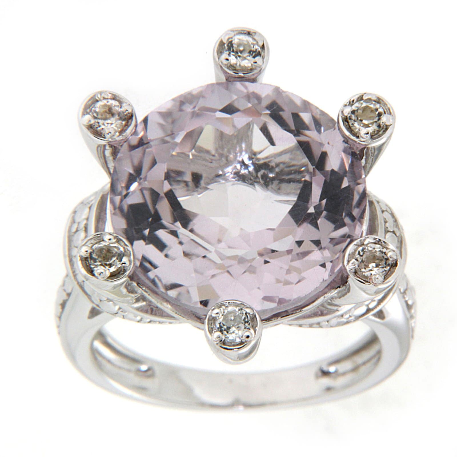 GGL Sterling Silver Rose De France Amethyst Ring