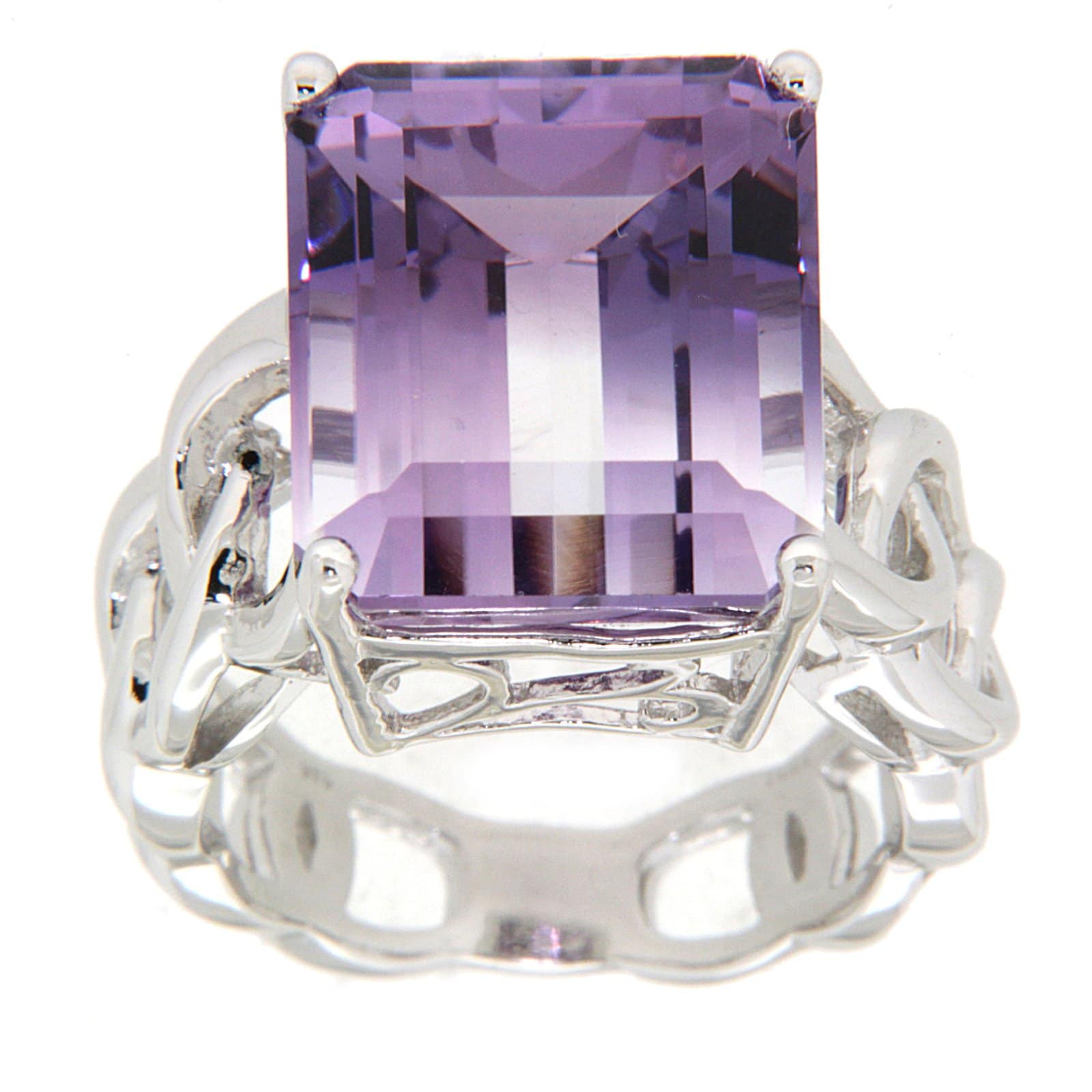 GGL Sterling Silver Bi-color Amethyst Ring
