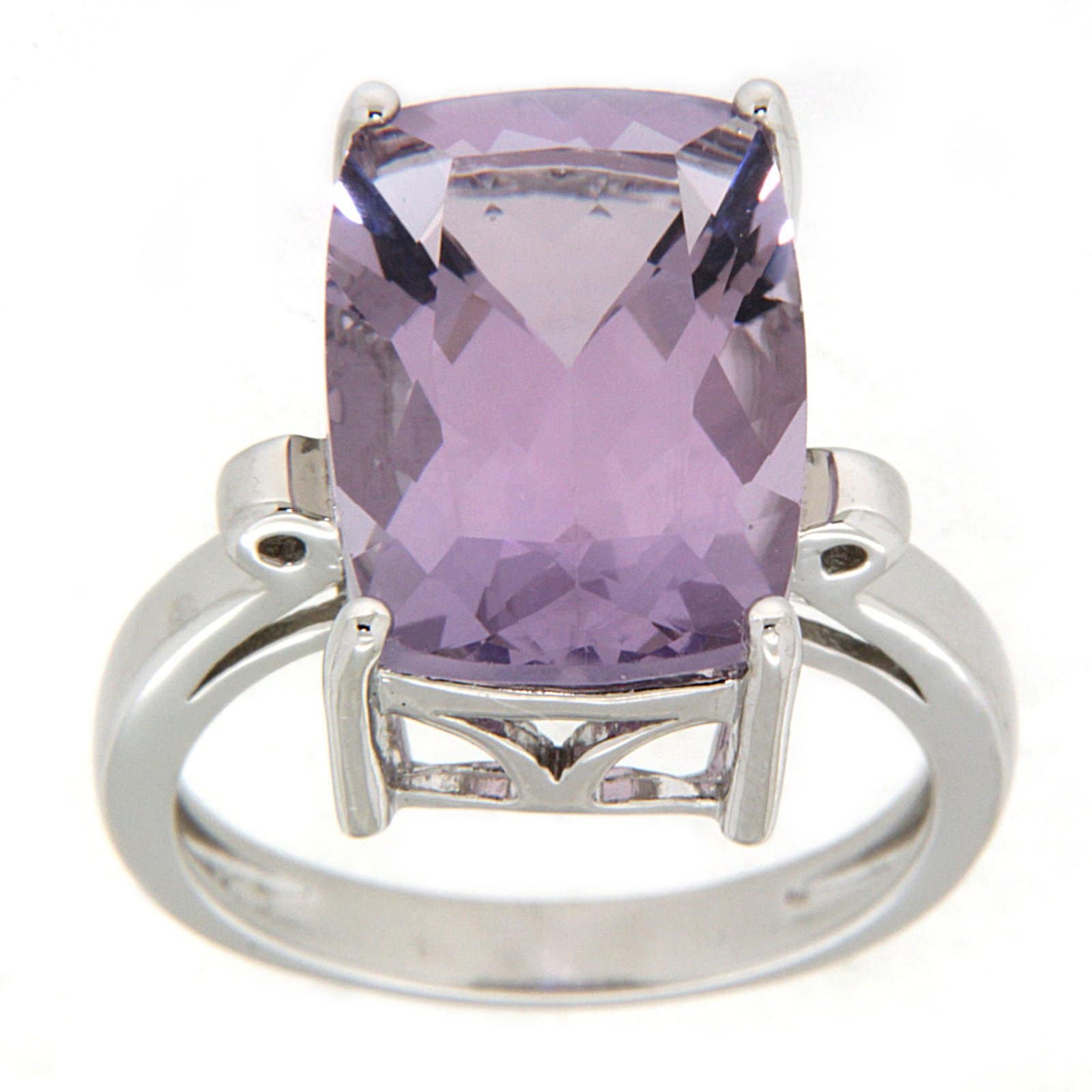 GGL Sterling Silver Rose De France Amethyst Ring