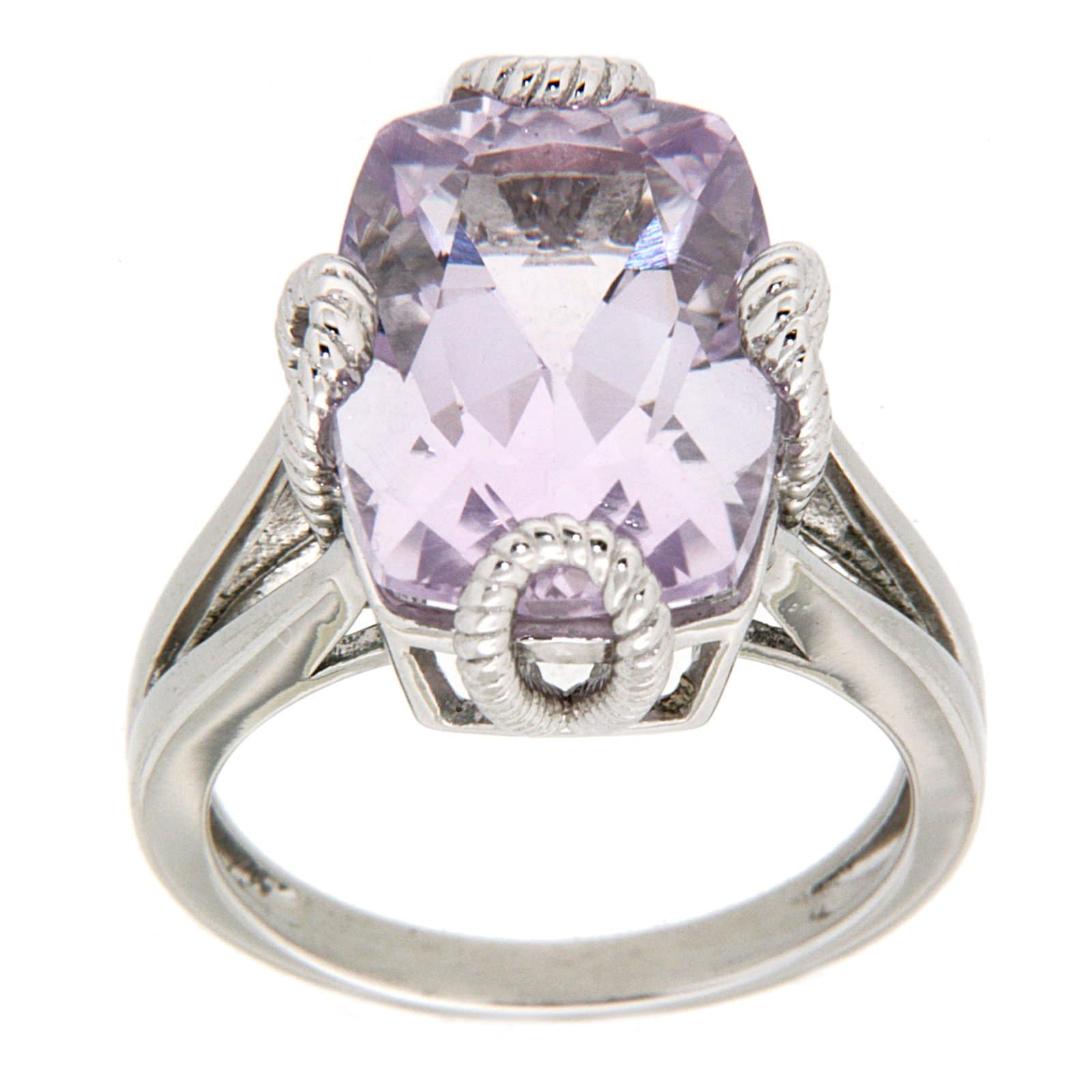 GGL Sterling Silver Rose De France Amethyst Ring