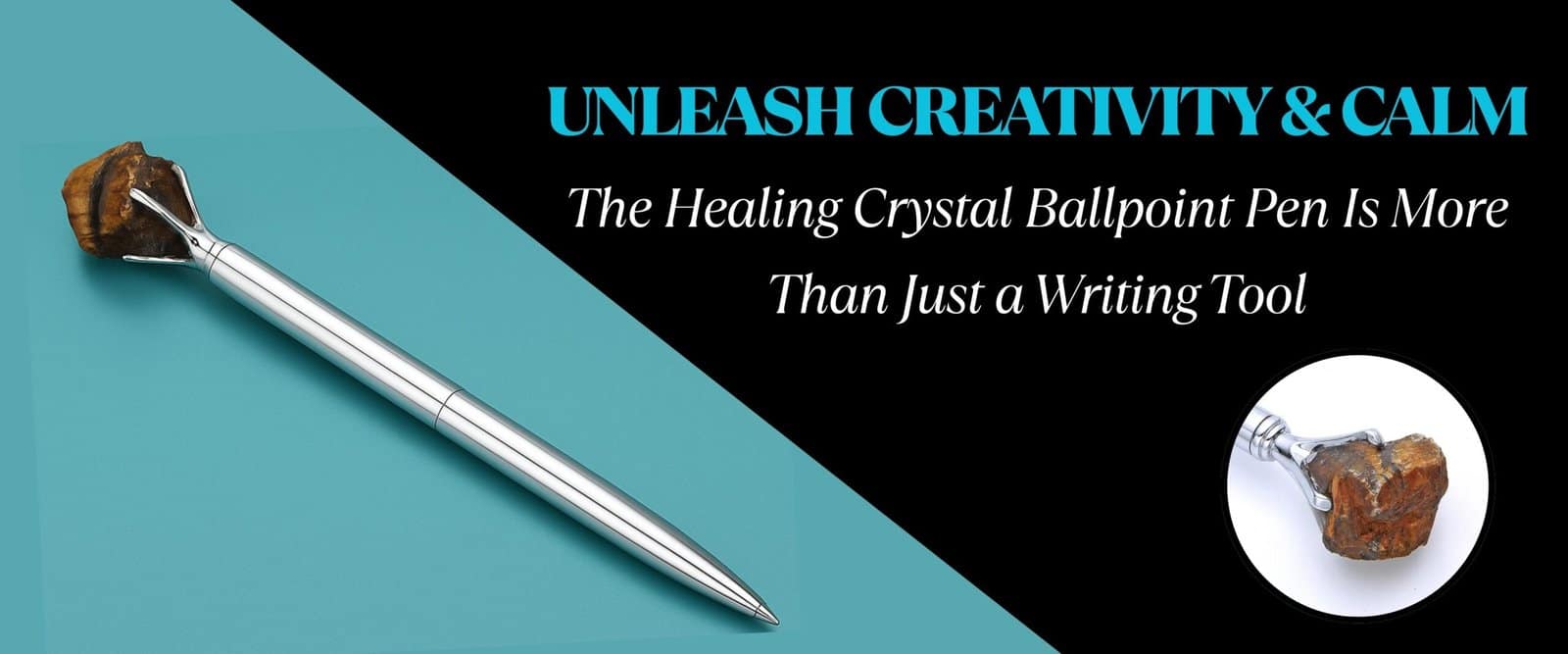 Luxurious Ballpoint Pen with Crystal Top – Smooth Black Ink and Healing Energy