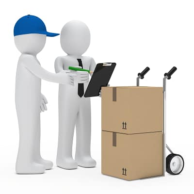 supplier figure  bring package businessman make sign