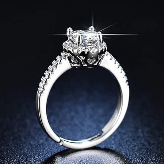 Pearlz Ocean Cubic Zirconia Halo Engagement Ring, Sterling Silver 16K Rhodium plated | 6mm Stackable Rings for Women - Image 4