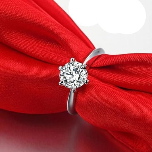 Pearlz Ocean Cubic Zirconia Halo Engagement Ring, Sterling Silver 16K Rhodium plated | 6mm Stackable Rings for Women - Image 7