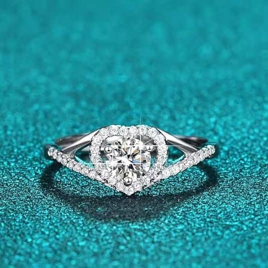 Pearlz Ocean Cubic Zirconia Halo Engagement Ring, Sterling Silver 16K Rhodium plated | 6mm Stackable Rings for Women - Image 7