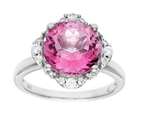 GGL Sterling Silver Pure Pink Topaz Ring