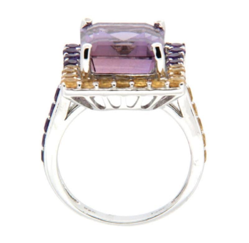 Pearlz Ocean Ametrine, Amethyst & Citrine Ring – Multicolor Gemstone Cocktail Ring for Women with 12mm & 2mm Stones in 925 Sterling Silver, Elegant & Gift-Worthy - Image 2