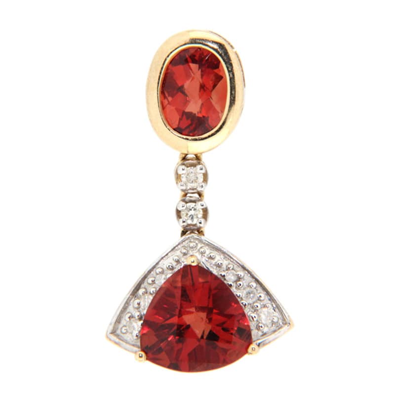 GGL Red Labradorite and Diamond 10k Gold Pendant