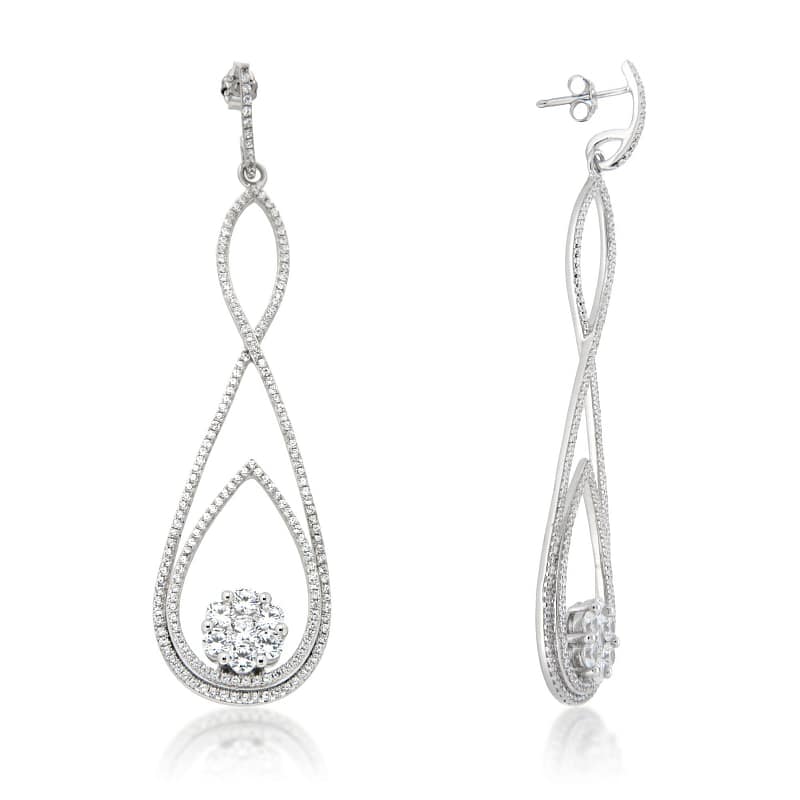 GGL Sterling Silver White Zircon EarRings