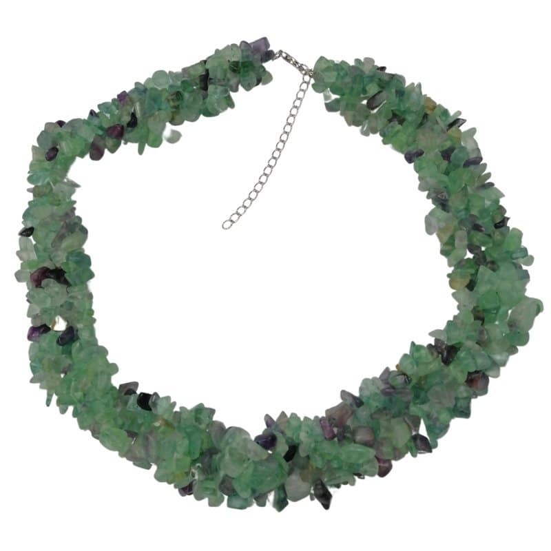 pearlz-gallery-lobster-clasp-round-bead-knitted-multi-fluorite-necklacenecklaces-pendants-800876 Pearlz Ocean Multi Fluorite Gemstone Chips Necklace - 19" + Ext - 925 Sterling Silver - Stylish, Versatile Gift for Women - Image 1
