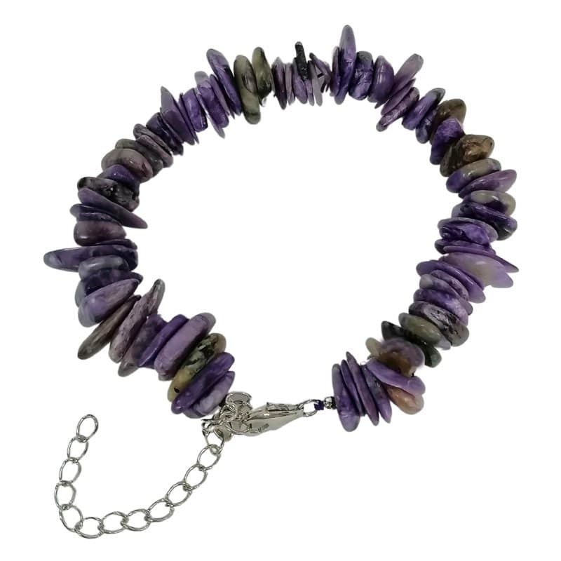 pearlz-gallery-roundell-chips-charoite-braceletbracelets-bangles-757826 Pearlz Ocean Natural Charoite Rondelle Chips Bracelet – 7.5"+3" Adjustable Ladies Bracelet – 925 Sterling Silver – Aura Cleanse & Emotional Healing Jewelry - Image 1